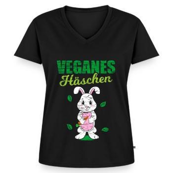 Vegan Spruch Lustig Veganer Witzig - Frauen Premium Bio T-Shirt mit V-Ausschnitt - Schwarz - Vorne - AI Model Female 172 light (172cm)