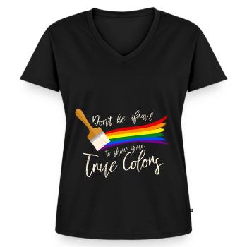 Gay Pride - T-shirt encolure en V Premium bio Femme - noir - Devant - AI Model Female 172 light (172cm)