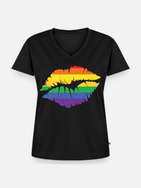 LGBT - Frauen Premium Bio T-Shirt mit V-Ausschnitt - Schwarz