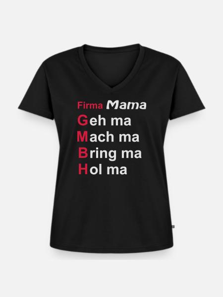 firma mama - Frauen Premium Bio T-Shirt mit V-Ausschnitt - Schwarz