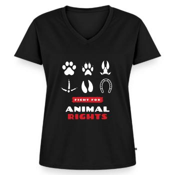 droits des animaux - T-shirt encolure en V Premium bio Femme - noir - Devant - AI Model Female 172 light (172cm)