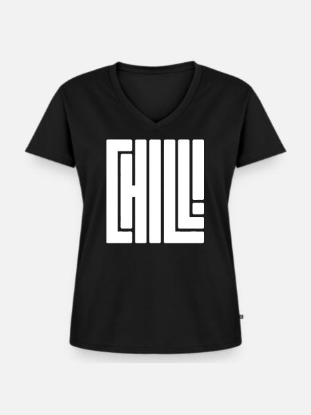 Chill doch - Frauen Premium Bio T-Shirt mit V-Ausschnitt - Schwarz