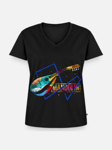 Klassische Mandoline Zupfmusik - Frauen Premium Bio T-Shirt mit V-Ausschnitt - Schwarz