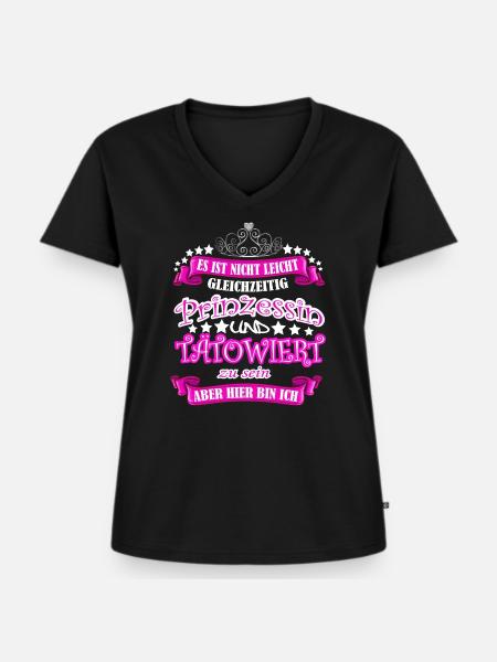 Tattoo Tätowiert - Frauen Premium Bio T-Shirt mit V-Ausschnitt - Schwarz