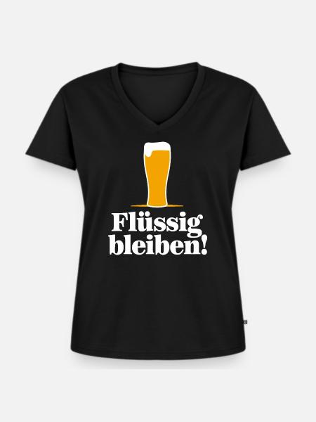 Flüssgig bleiben - Frauen Premium Bio T-Shirt mit V-Ausschnitt - Schwarz