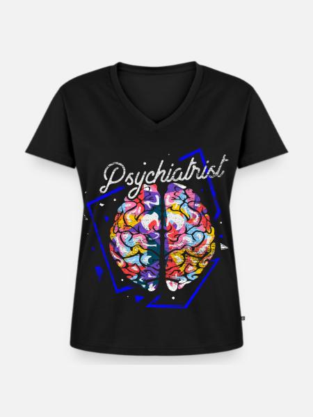 Farbstarker Psychiater Gehirn - Frauen Premium Bio T-Shirt mit V-Ausschnitt - Schwarz