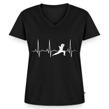 Meditativer Taijiquan Atemfluss - Frauen Premium Bio T-Shirt mit V-Ausschnitt - Schwarz - Vorne - AI Model Female 172 light (172cm)