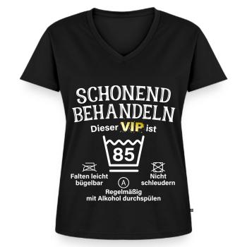 85. Geburtstag Schonend Behandeln 85 VIP ist 85 - Frauen Premium Bio T-Shirt mit V-Ausschnitt - Schwarz - Vorne - AI Model Female 172 light (172cm)