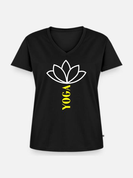 Yoga Lotusblume Lotusblüte Namaste - Frauen Premium Bio T-Shirt mit V-Ausschnitt - Schwarz
