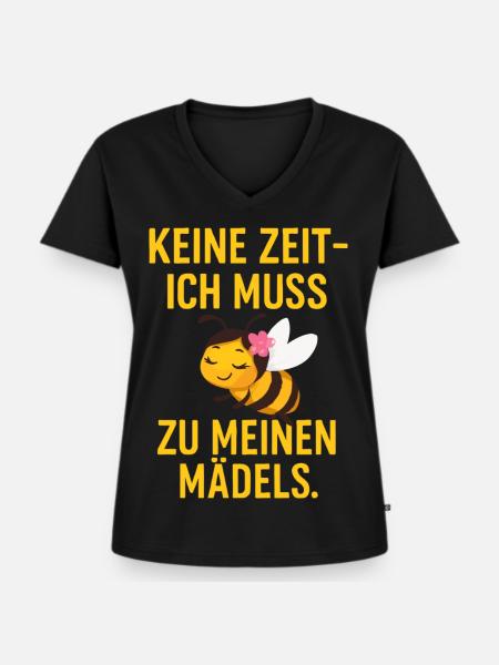 Bienenmädels Keine Zeit - Frauen Premium Bio T-Shirt mit V-Ausschnitt - Schwarz