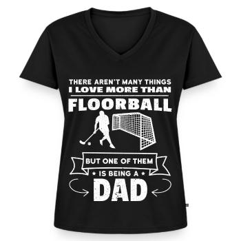 Floorball Nur Vater Sein Ist Besser Als Unihockey - Frauen Premium Bio T-Shirt mit V-Ausschnitt - Schwarz - Vorne - AI Model Female 172 light (172cm)