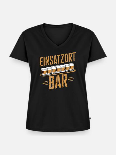 Einsatzort Bar - Frauen Premium Bio T-Shirt mit V-Ausschnitt - Schwarz