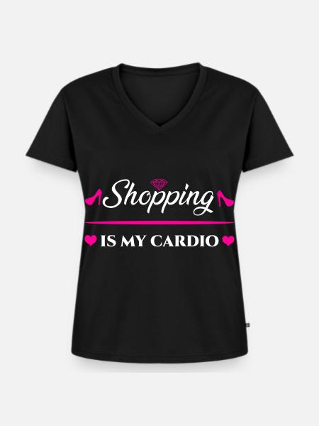 Shopping Is My Cardio - Frauen Premium Bio T-Shirt mit V-Ausschnitt - Schwarz