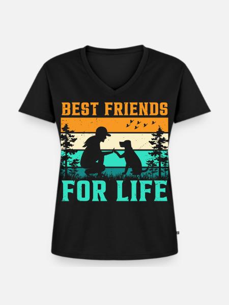 Beste Freunde Fürs Leben Hund - Frauen Premium Bio T-Shirt mit V-Ausschnitt - Schwarz