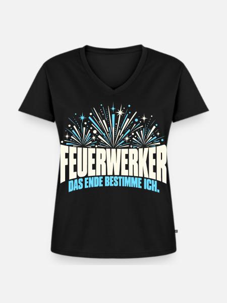 Feuerwerker – Das Ende bestimme ich - Frauen Premium Bio T-Shirt mit V-Ausschnitt - Schwarz