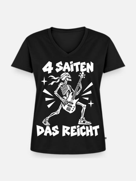 Vier Saiten reichen - Frauen Premium Bio T-Shirt mit V-Ausschnitt - Schwarz
