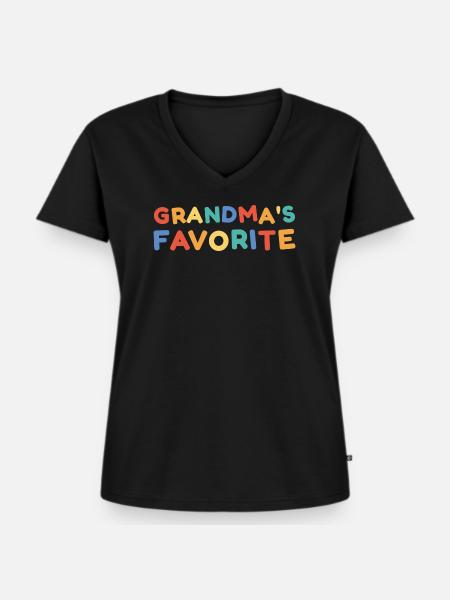 Omas Lieblings - Frauen Premium Bio T-Shirt mit V-Ausschnitt - Schwarz
