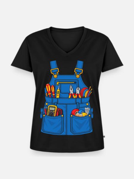 Elektriker Werkzeugschürze - Frauen Premium Bio T-Shirt mit V-Ausschnitt - Schwarz