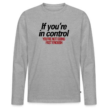 Fahr schneller! – RC Speed & Rennhumor - Männer Premium Bio Langarmshirt - Grau meliert - Vorne - Nico (187cm)