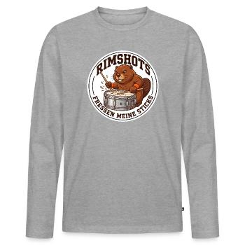 Rimshots Snare Drummer Schlagzeug - Männer Premium Bio Langarmshirt - Grau meliert - Vorne - Nico (187cm)