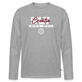 Split Kroatien Koordinaten Reise Souvenir - Männer Premium Bio Langarmshirt - Grau meliert - Vorne - Nico (187cm)