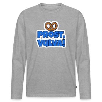 Prost, Vulva! Brezel Sticker - Männer Premium Bio Langarmshirt - Grau meliert - Vorne - Nico (187cm)
