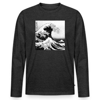 Japanische Welle Kanagawa Style bd - Männer Premium Bio Langarmshirt - Anthrazit meliert - Vorne - Nico (187cm)