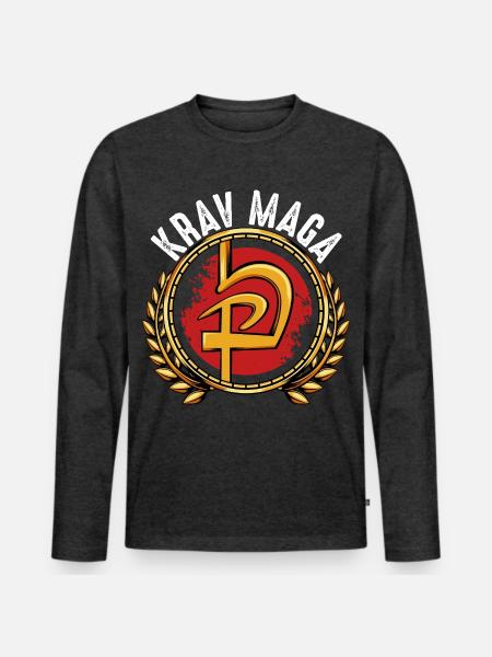 Krav Maga - Men's Premium Organic Long Sleeve Shirt - heather anthracite