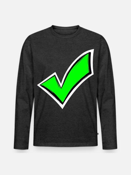 Häkchen hacken Farbig gesehen - Männer Premium Bio Langarmshirt - Anthrazit meliert