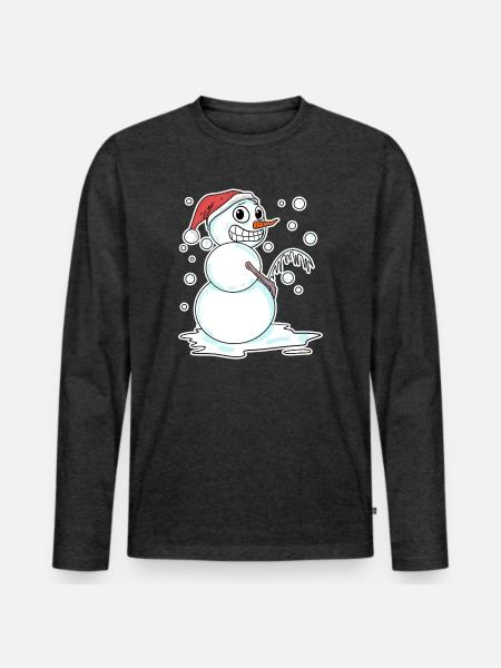 Snowman funny - Men's Premium Organic Long Sleeve Shirt - heather anthracite