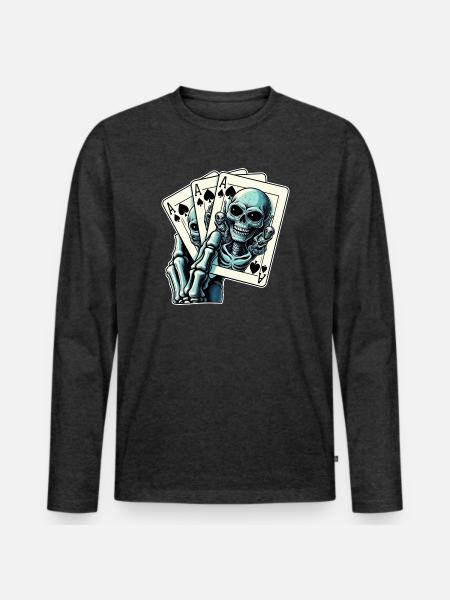 Jeu de cartes Alien - T-shirt manches longues Premium bio Homme - anthracite chiné