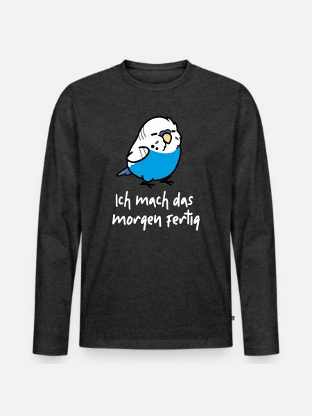 schlafenderwelliweiss - Männer Premium Bio Langarmshirt - Anthrazit meliert