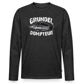 Grundeln fischen angeln - Männer Premium Bio Langarmshirt - Anthrazit meliert - Vorne - Nico (187cm)