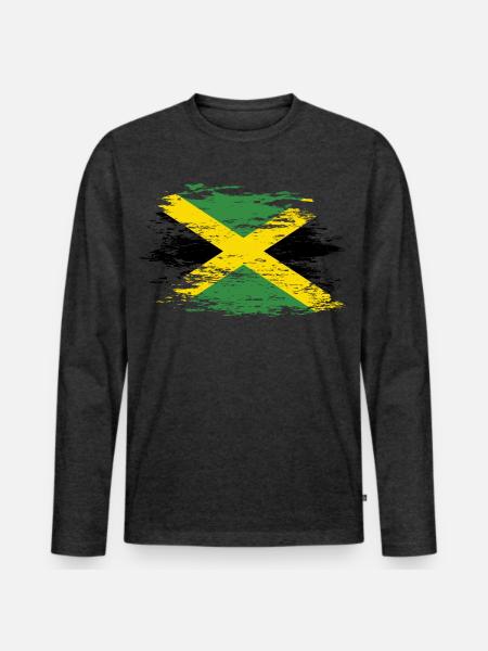 Jamaica flag used - Men's Premium Organic Long Sleeve Shirt - heather anthracite
