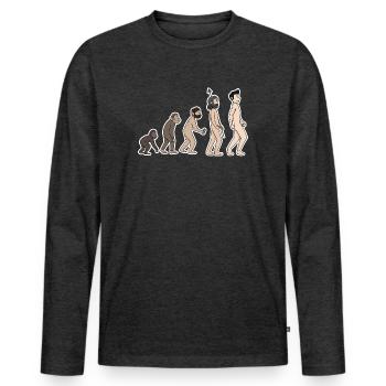 evolution - Men's Premium Organic Long Sleeve Shirt - heather anthracite - Front - Nico (187cm)
