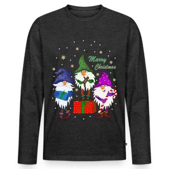 Weihnachten Gnome Kobolde Zwerge Weihnachtsgnome - Männer Premium Bio Langarmshirt - Anthrazit meliert - Vorne - Nico (187cm)