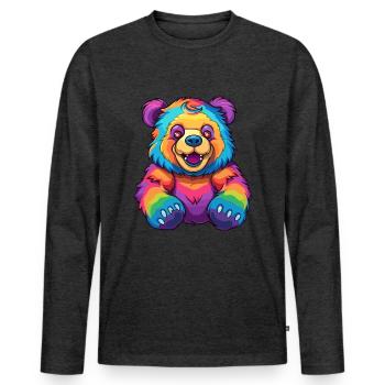 Bär buntes Aquarell Cartoon Kawaii Tier - Männer Premium Bio Langarmshirt - Anthrazit meliert - Vorne - Nico (187cm)