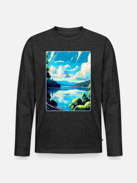 Donau Europa Vintage Reiseplakat Souvenir - Männer Premium Bio Langarmshirt - Anthrazit meliert