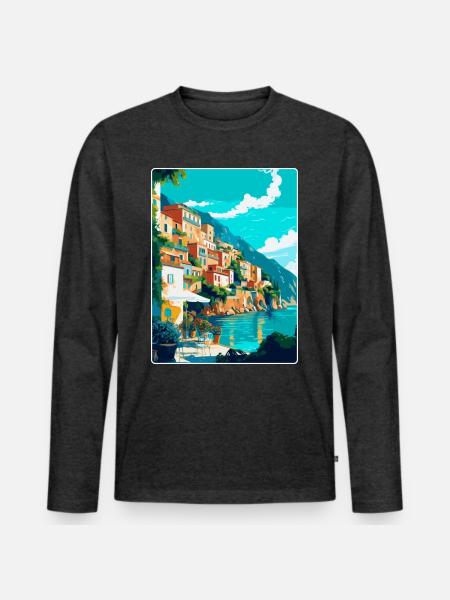 Capri Italien Vintage Reiseplakat WPA Kunst Souvenir - Männer Premium Bio Langarmshirt - Anthrazit meliert