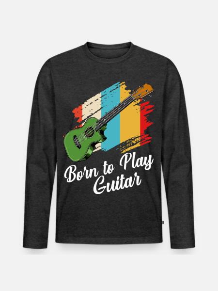 Born to play the guitar - Men's Premium Organic Long Sleeve Shirt - heather anthracite
