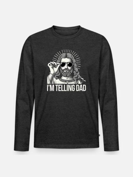 I'm telling Dad - Männer Premium Bio Langarmshirt - Anthrazit meliert