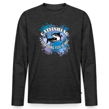 Wels Waller fish catfish on blobs of colour - Men's Premium Organic Long Sleeve Shirt - heather anthracite - Front - Nico (187cm)