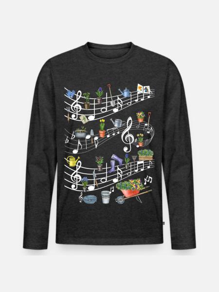 Melodie des Blumengartens - Männer Premium Bio Langarmshirt - Anthrazit meliert