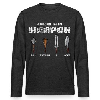C++ Phyton C Java Software Programmer Coder Witz - Männer Premium Bio Langarmshirt - Anthrazit meliert - Vorne - Nico (187cm)
