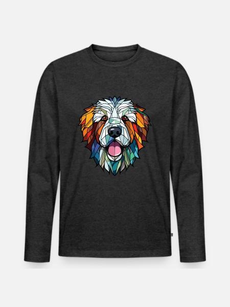 Pyrenäen-Schäferhund-Rasse buntes Aquarell - Männer Premium Bio Langarmshirt - Anthrazit meliert