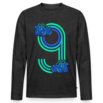 9. Geburtstag Rennauto 9 Jahre alt Rennwagen - Männer Premium Bio Langarmshirt - Anthrazit meliert - Vorne - Nico (187cm)