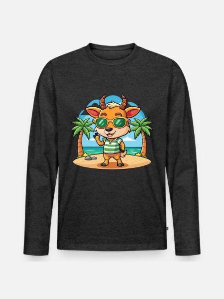 Antelope Funny Cartoon Summer Beach Sunglasses - Men's Premium Organic Long Sleeve Shirt - heather anthracite