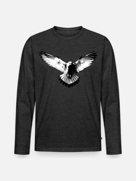 Falcon black and white - Men's Premium Organic Long Sleeve Shirt - heather anthracite