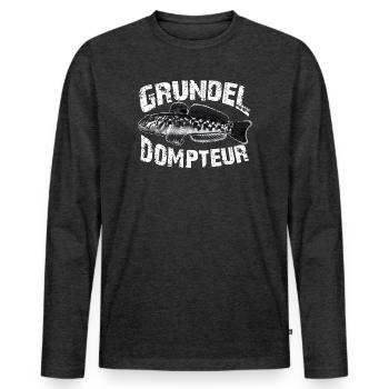 Ich fische Grundeln - Männer Premium Bio Langarmshirt - Anthrazit meliert - Vorne - Nico (187cm)
