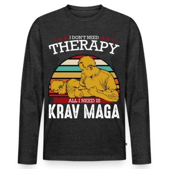Krav Maga - T-shirt manches longues Premium bio Homme - anthracite chiné - Devant - Nico (187cm)